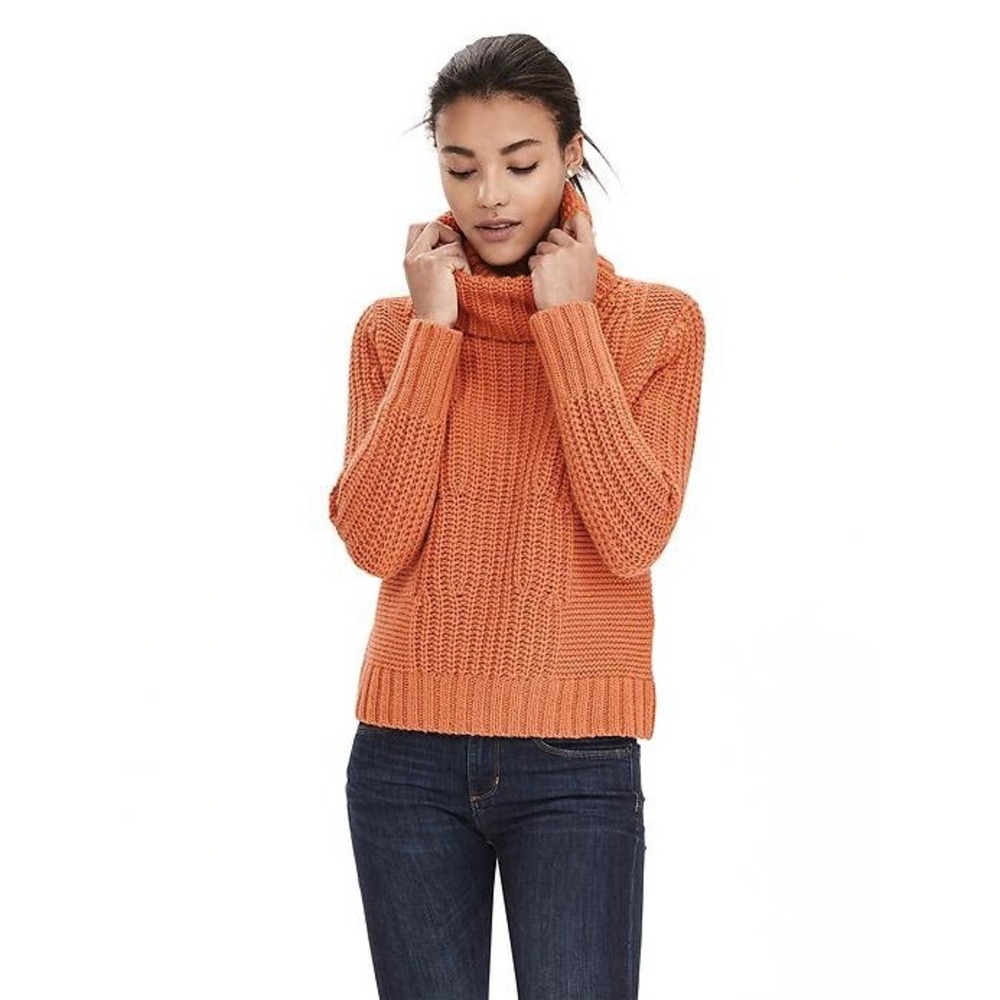 Banana Republic‎ Chunky Turtleneck Sweater Orange Size L Alpaca Wool
Blend
